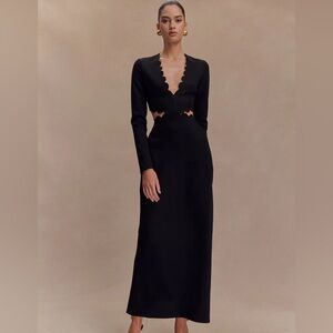 Meshki Elegant Black Scalloped Dress